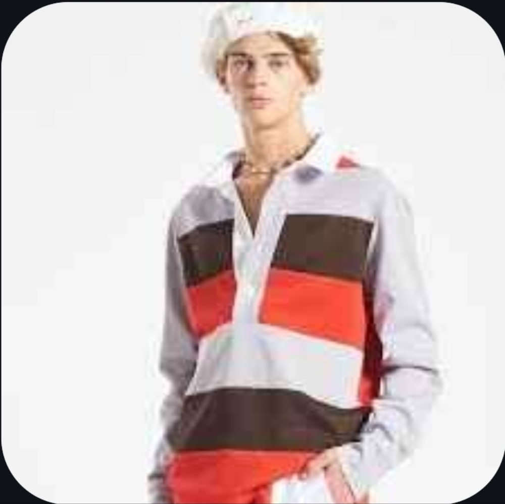 Daniel W. Fletcher Oversized Striped Rugby Shirt - XS- Lavender/Berry-